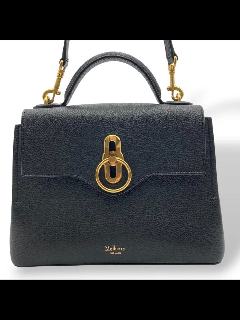 Mulberry Black Pebbled Leather Satchel with Gold Hardware - Picture 3 of 11